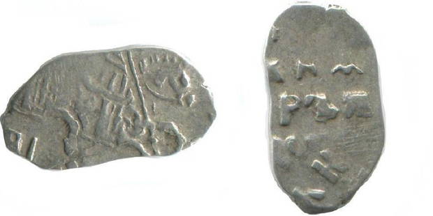 RUSSIA 1696-1717 PETER I The GREAT WIRE SILVER KOPEK: No Reserve! RUSSIA 1696-1717 PETER I The GREAT WIRE SILVER KOPEK 1696-1717 Silver Weight: 0,3 gr , Diameter: 10 mm Obv: Horse Rider,Rev: Great Tsar Peter;AMC Catalog ID: AB752. Circulated