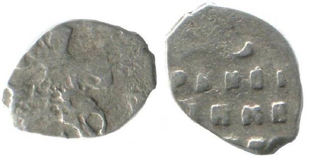 RUSSIA 1696-1717 PETER I The GREAT WIRE SILVER KOPEK: No Reserve! RUSSIA 1696-1717 PETER I The GREAT WIRE SILVER KOPEK 1696-1717 Silver Weight: 0,3 gr , Diameter: 10 mm Obv: Horse Rider,Rev: Great Tsar Peter;AMC Catalog ID: AB698. Circulated