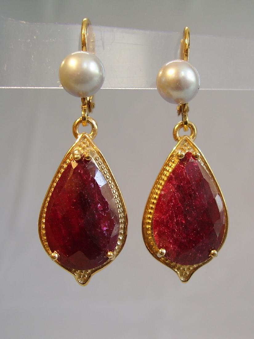 earrings with ruby and grey pearls (1 of 7)