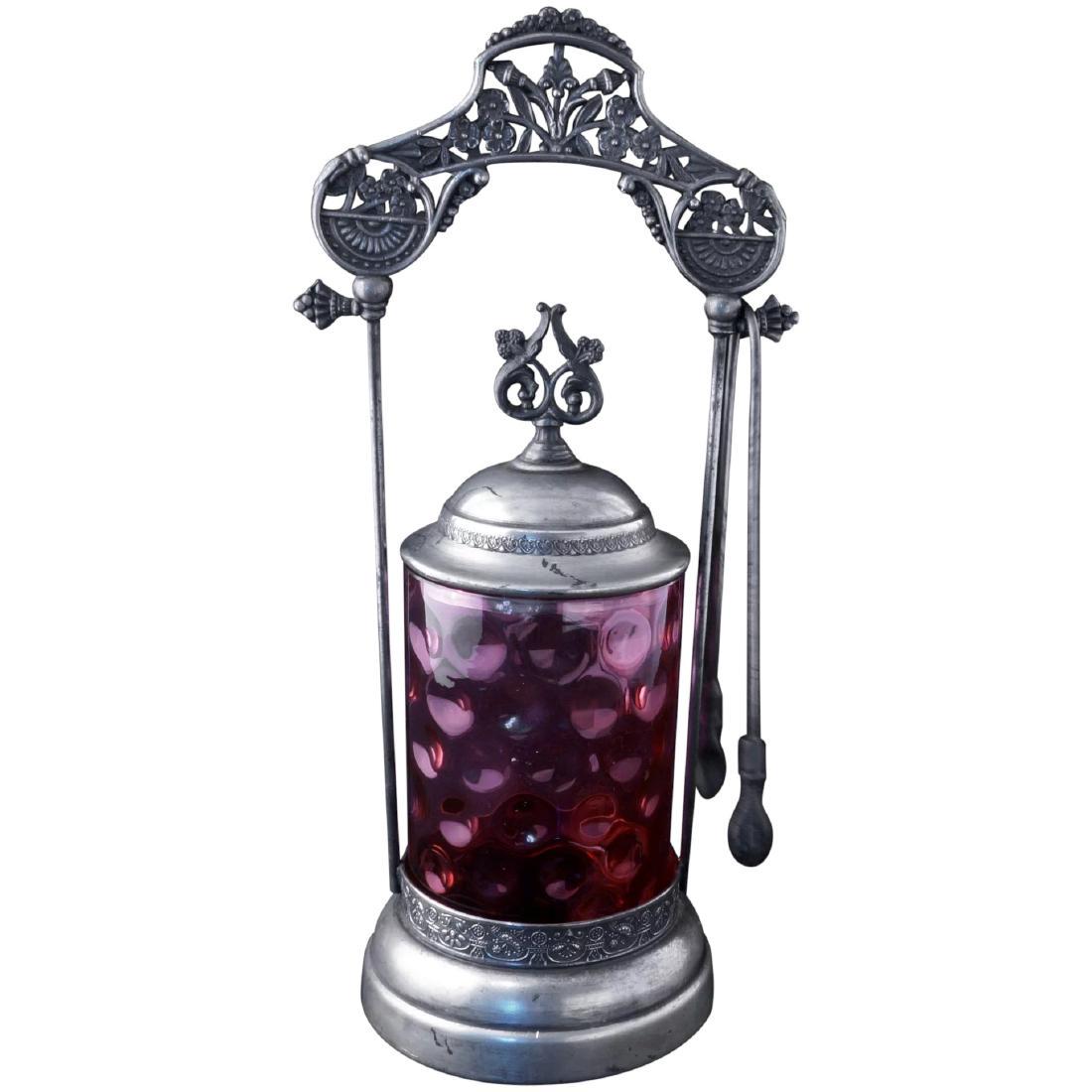 Brooklyn Victorian silver plate pickle castor with (1 of 8)