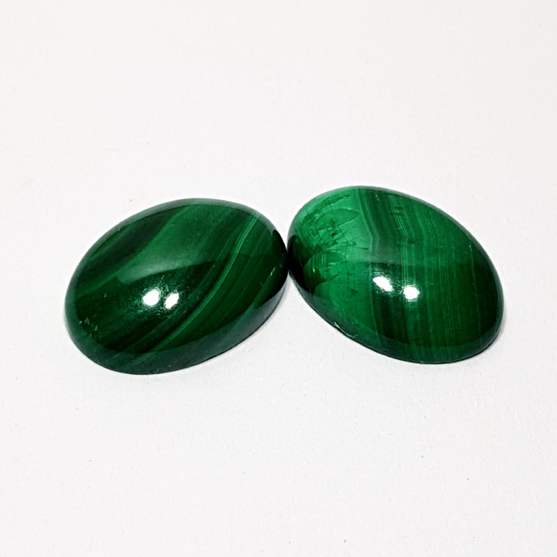2 Pcs of Wonderful Oval Cut Natural Malachite - 13.68 (1 of 4)