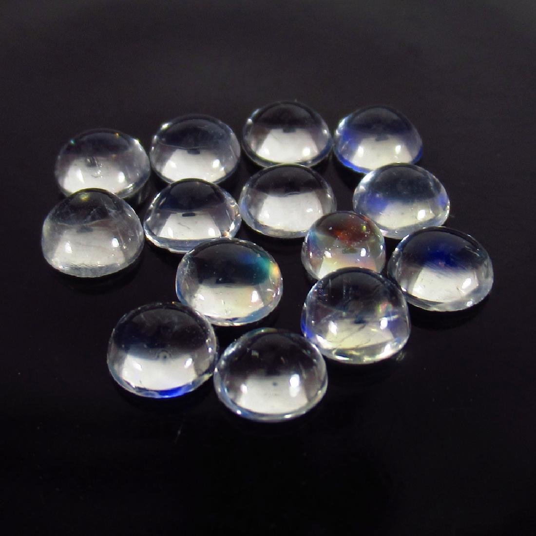 5.77 Ct Genuine 14 Moonstone Matching Round Cabochon: No Reserve! Item: 5.77 Ct Genuine 14 Moonstone Matching Round Cabochon Set Loose Gemstone: Natural Moonstone Round Stone Clarity: Transparent Carat Weight: 5.77 Size/Dimensions: 4.20 to 5.00 mm / 14 P
