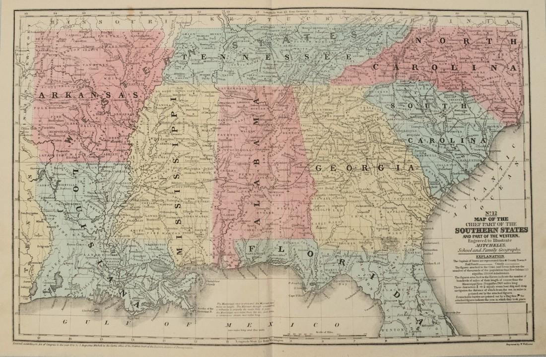 1852 Mitchell Map of the US South -- No. 12 Map of the (1 of 1)