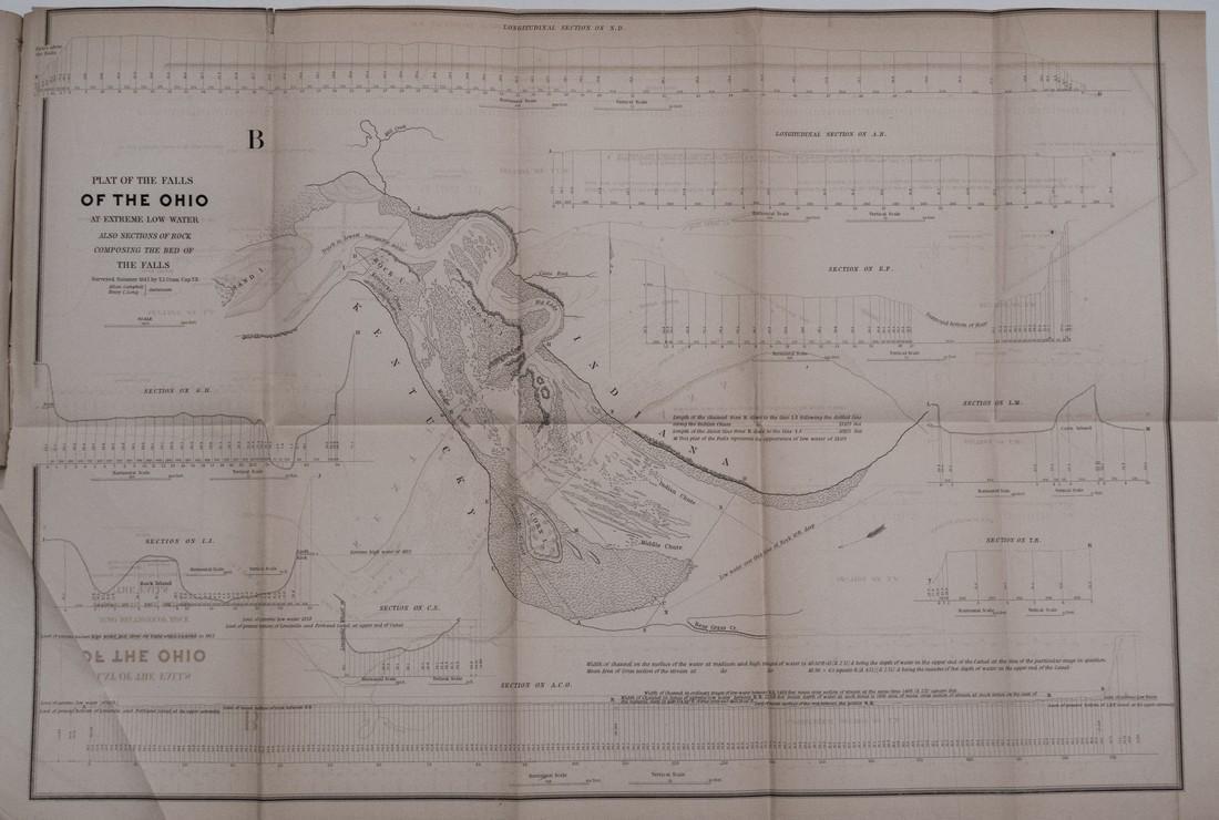 1844 Plans/Maps of the Ohio River at Louisville --: Reserve Reduced! Title/Content of Map: 1844 Plans/Maps of the Ohio River at Louisville -- Report of the Secretary of War… A copy of the report of Captain T. J. Cram, on the best mode of improving th