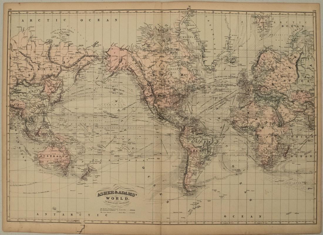 1872 Asher and Adams Map of the World -- Asher & Adams' (1 of 1)