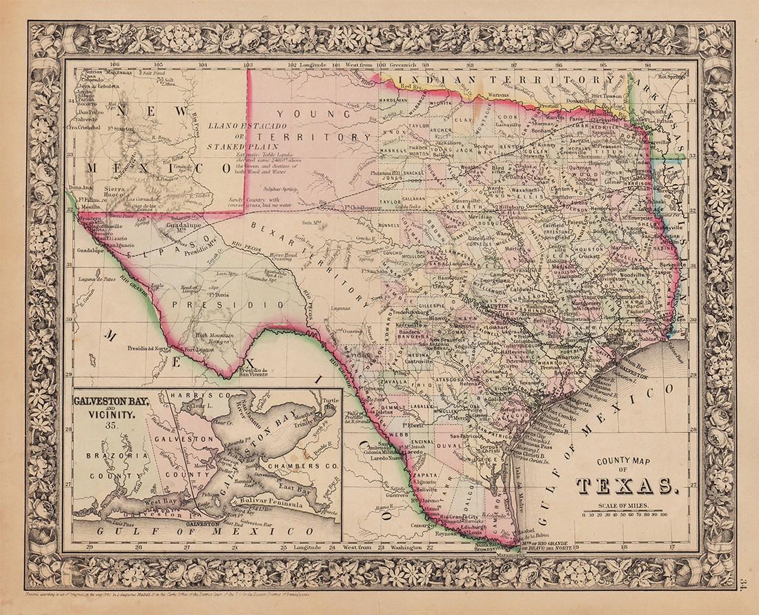 County Map of Texas, S. A. Mitchell, 1860 (1 of 4)