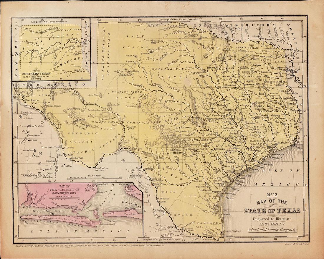 Superb 1852 map of Texas (1 of 4)