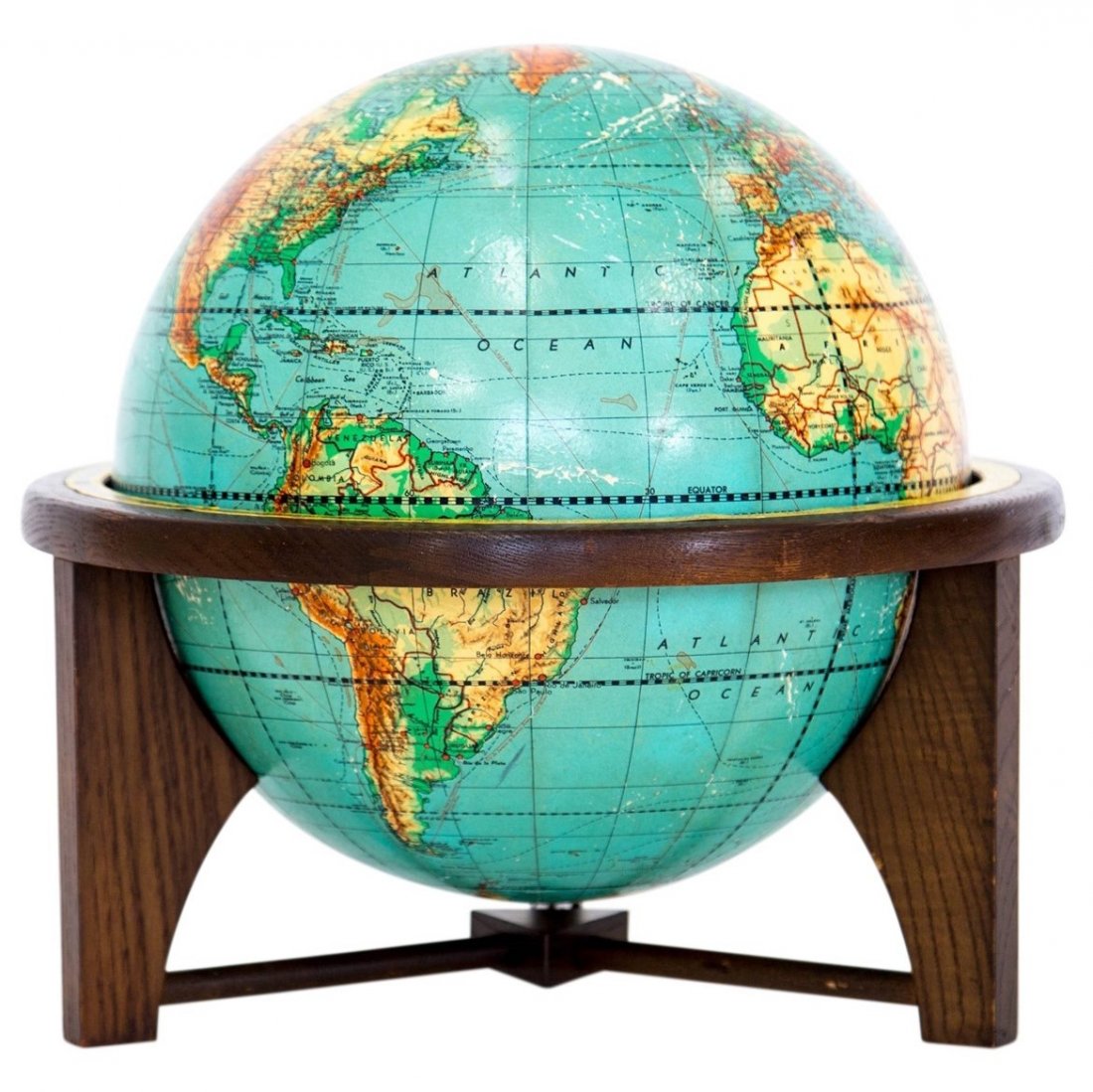 Mid-Century Tabletop Globe on Stand (1 of 7)