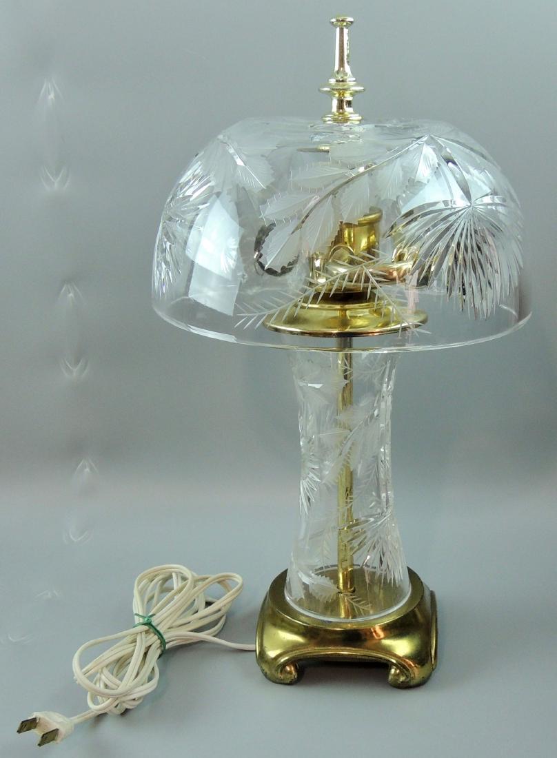 Dresden Signed Crystal Thick Glass Table Lamp, Brass (1 of 7)