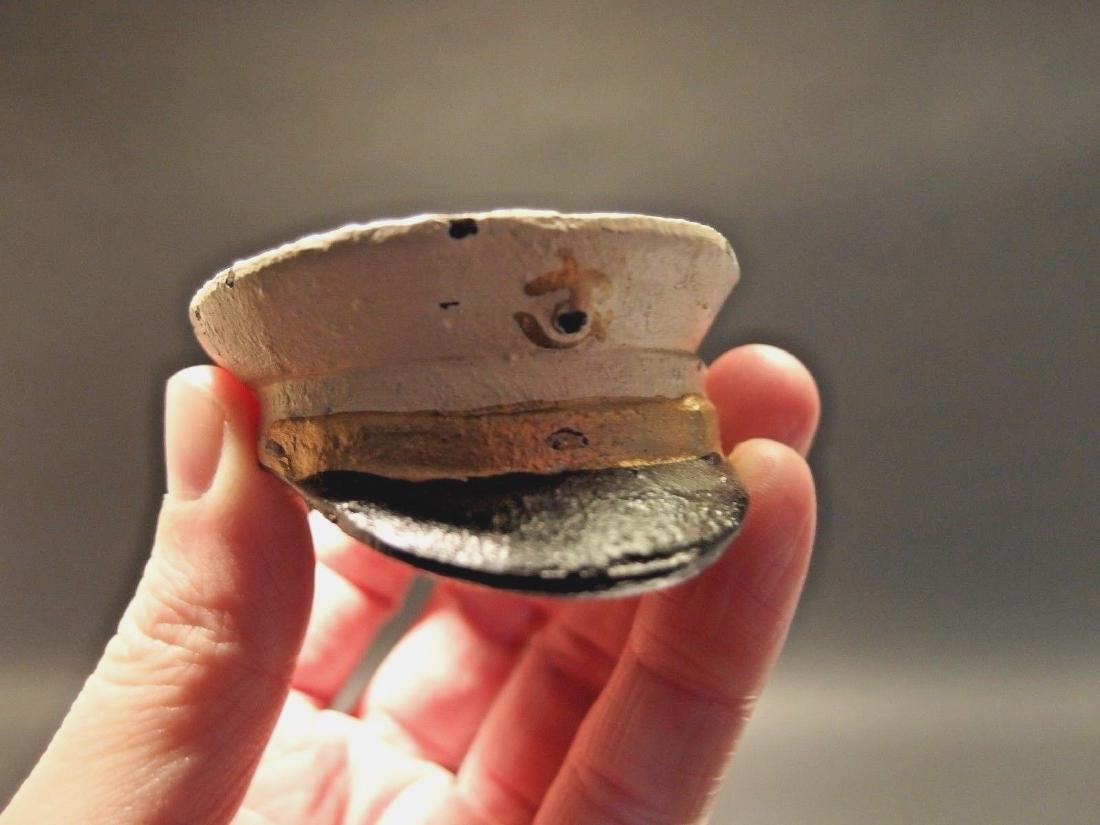 Cast Iron Navy Hat Beer Bottle Opener w Anchor: Description 3" x 2 1/2" Wide Well made reproduction antique cast iron white hat bottle opener. Nice detailed casting.. good heavy solid piece, really looks old. The hat is hand painted mostly white wi