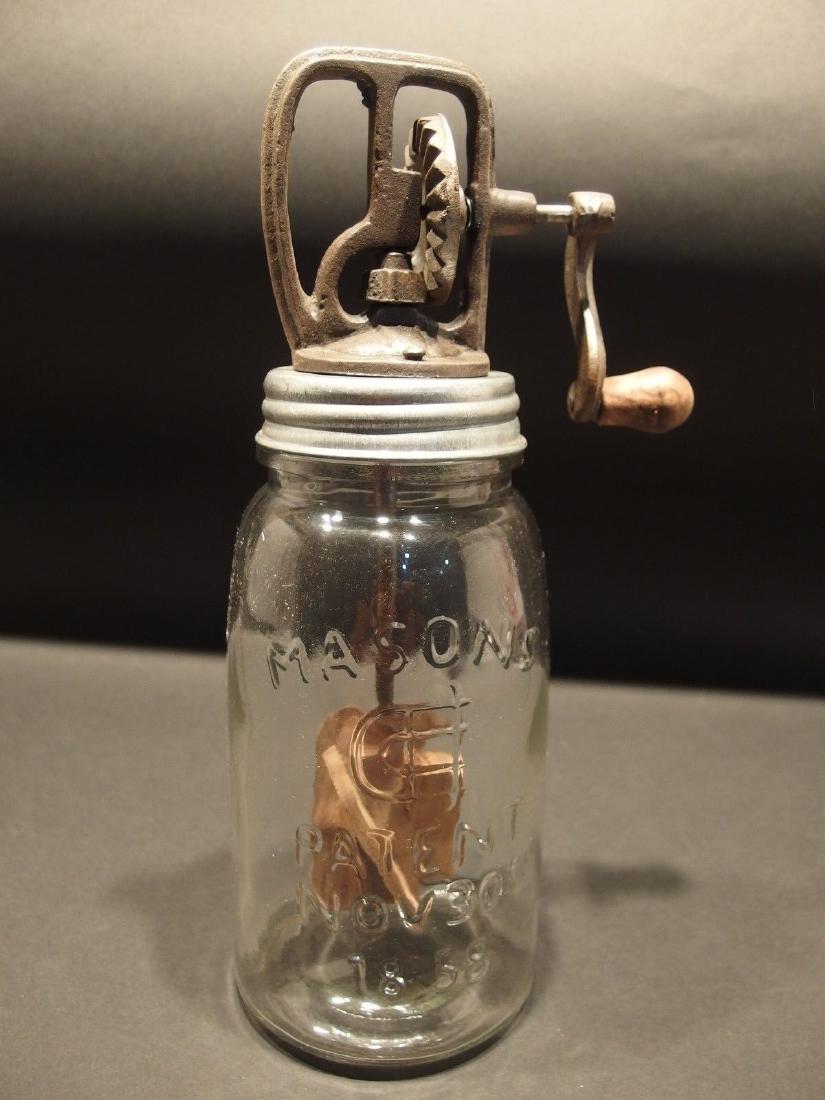Cast Iron Mason Jar Butter Churn Pat 1858