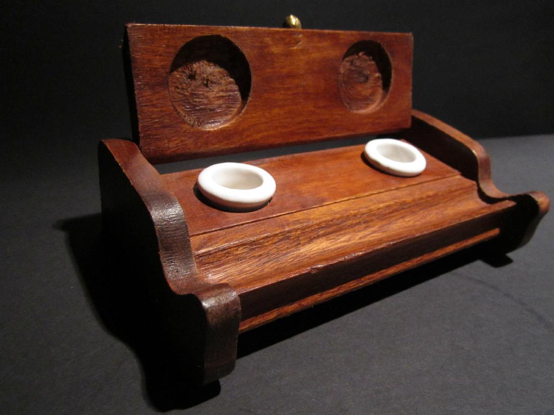 Wood Writing Double Inkwell Box Ink Pot Porcelain (1 of 9)