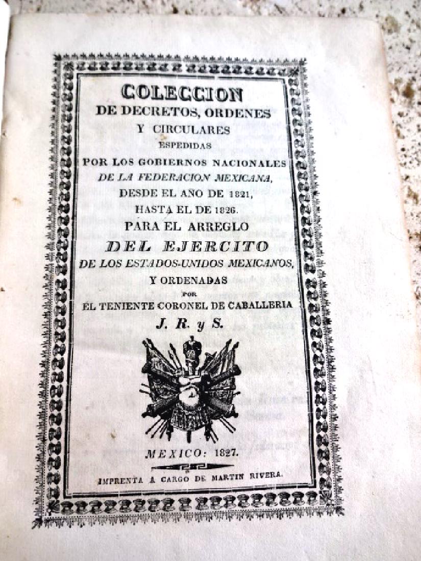 1827 Mexican Imprint Colecion De Decretos Military (1 of 4)