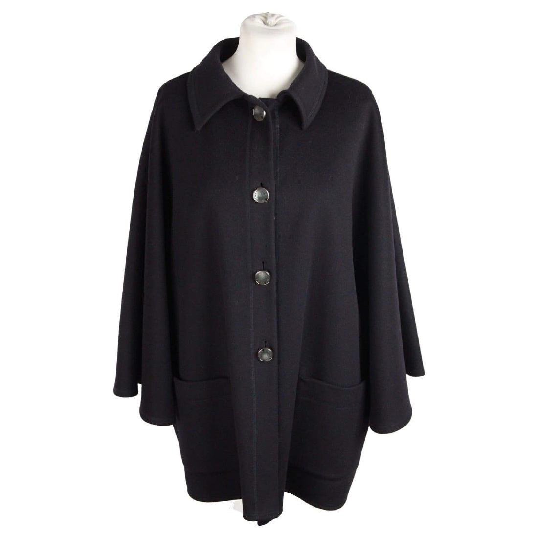 GIORGIO GRATI Navy Blue Virgin Wool CAPE JACKET Size 44 (1 of 7)