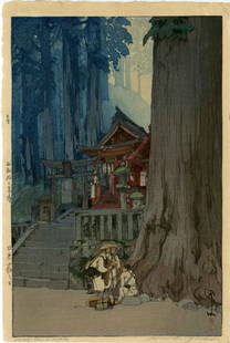 Yoshida Hiroshi Woodblock Misty Day in Nikko: Title: Misty Day in NikkoArtist: Yoshida HiroshiPublisher: Yoshida HiroshiDate: 1937, 1st Edition with publisher's Jizuri seal in the upper left margin, pencil signed in English in the bottom