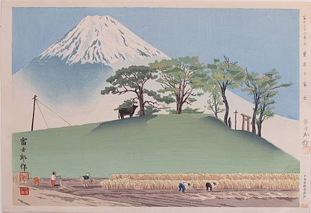 36 Views of Fuji, Honen: Artist: Tomikichiro TOKURIKI (1902-1999); Subject: No. 13: Fujji from Honen; Series: Fuji SanjÃ»roku Kei (Thirty-six Views of Mount Fuji); Publisher: Uchida Bijutsu Shoten; Signature: TomikichirÃ´