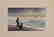 Shoun Woodblock Sihouette of figures on a beach by