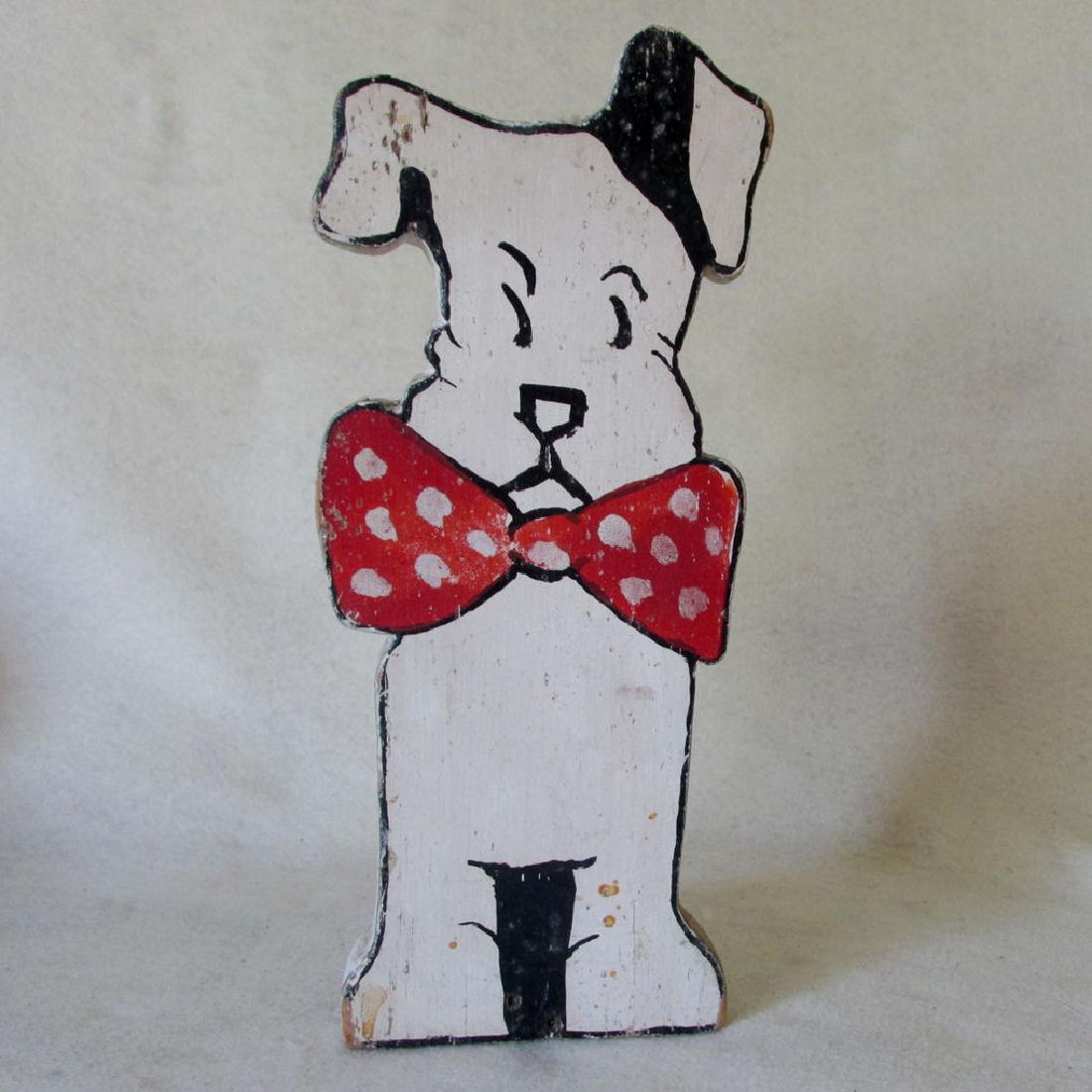 c1930s Folk Art Doorstop, Dog with Polka Dot Bow Tie (1 of 2)