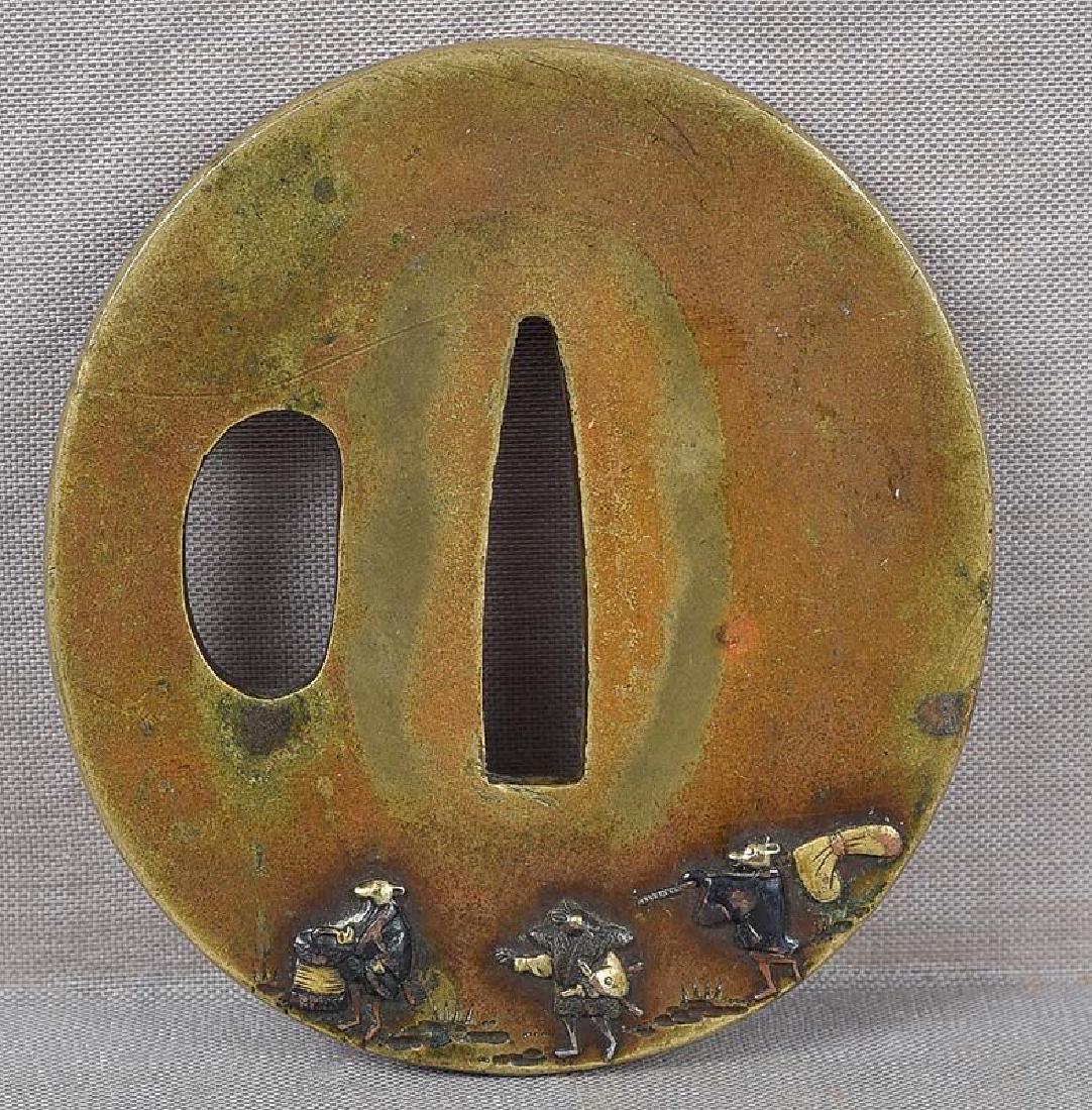 19c sentoku Japanese sword TSUBA RAT DAIMYO procession (1 of 6)