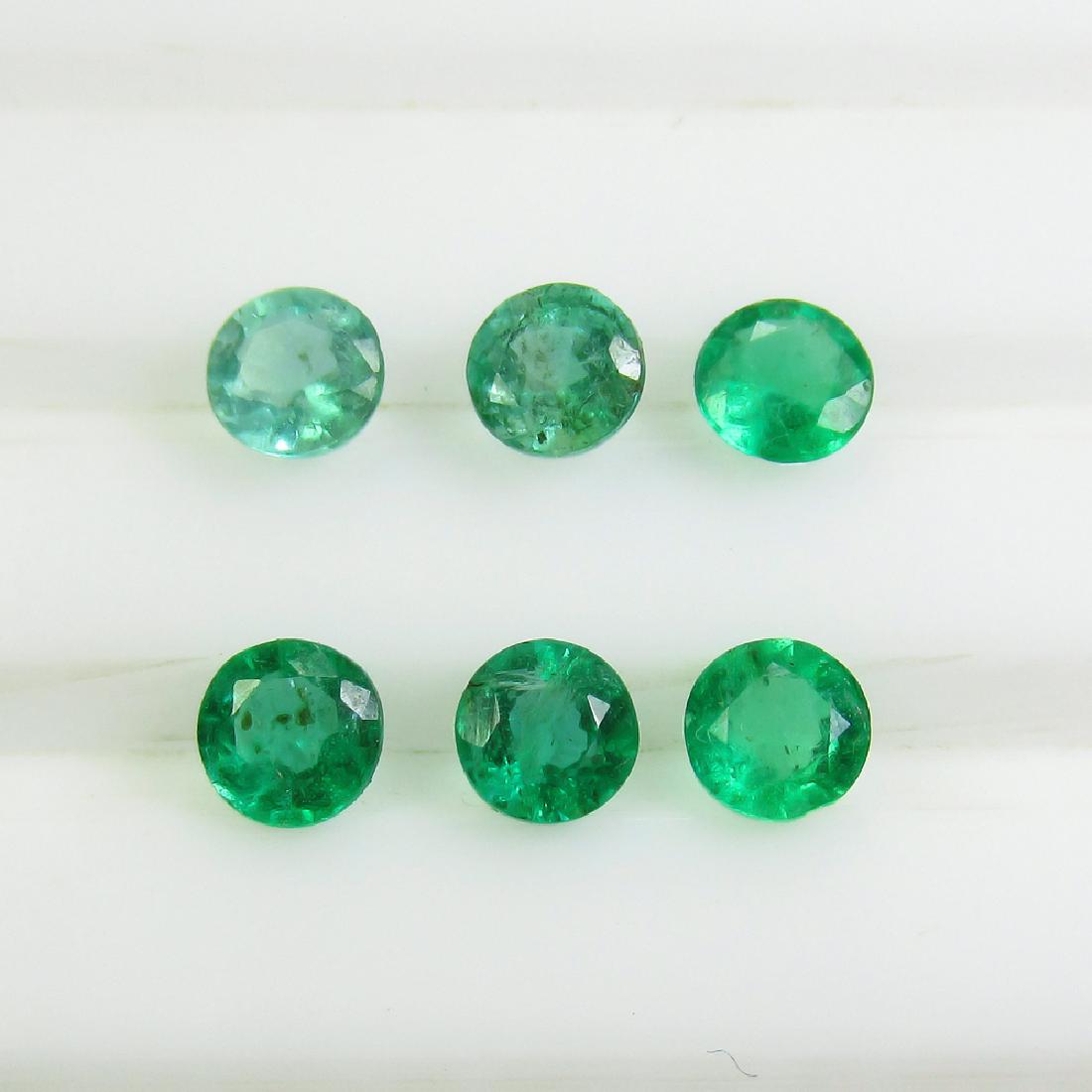 0.87 Ct Genuine Zambian Emerald 3.4 mm Round Set (1 of 2)