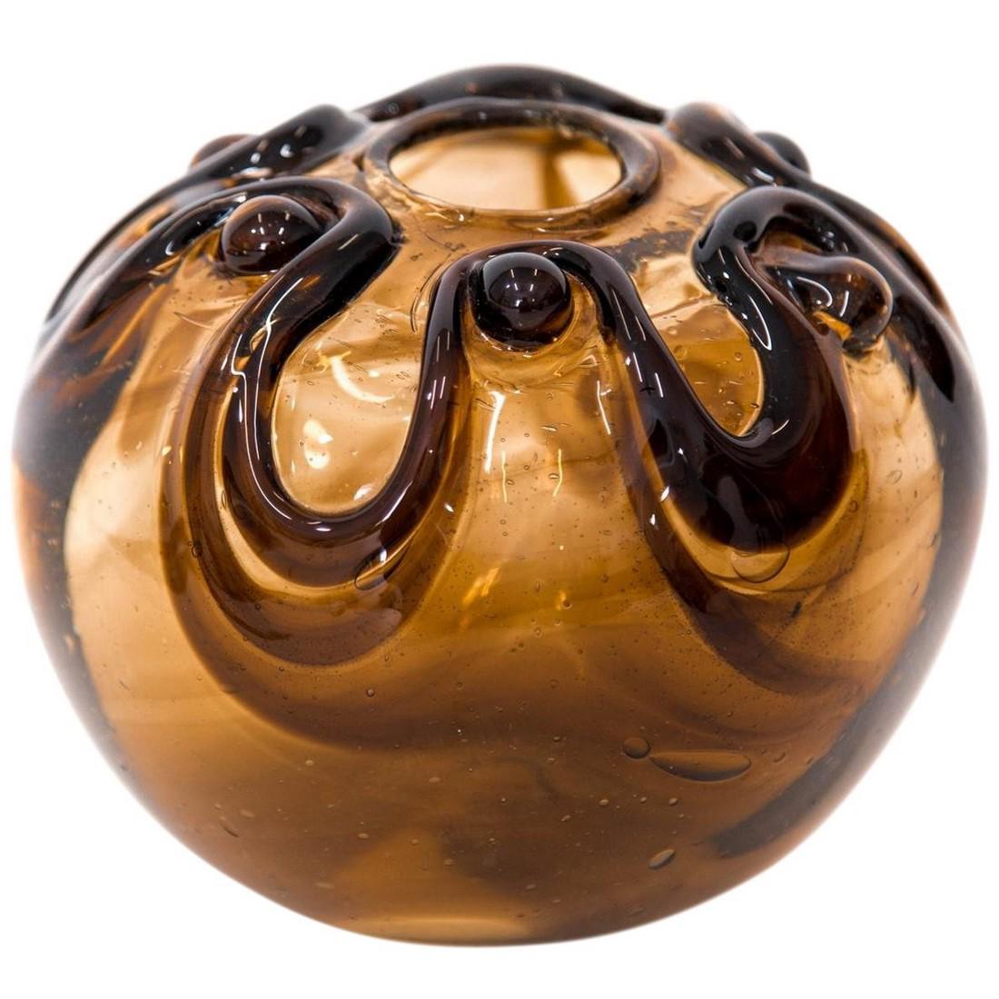 Peter Bramhall Blown Glass Orb Vase 1974 (1 of 7)