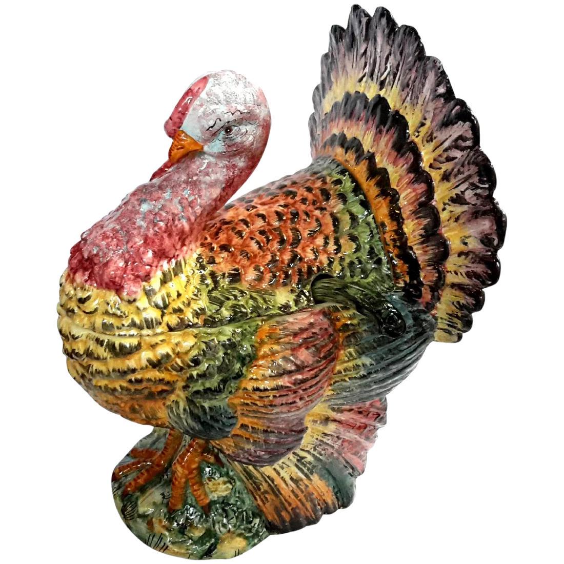 Italian Majolica Pottery Turkey Tureen (1 of 6)