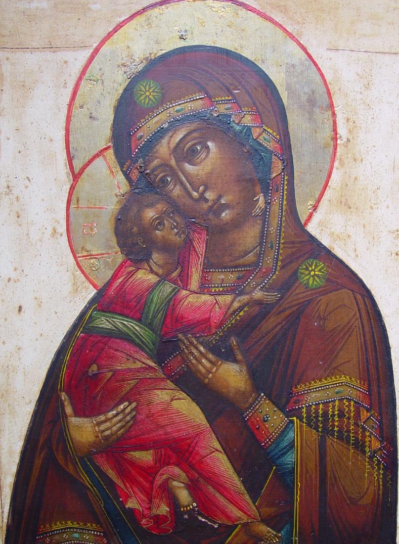 Virgin of Vladimir, 18th century, Russia, size 31 x (1 of 2)