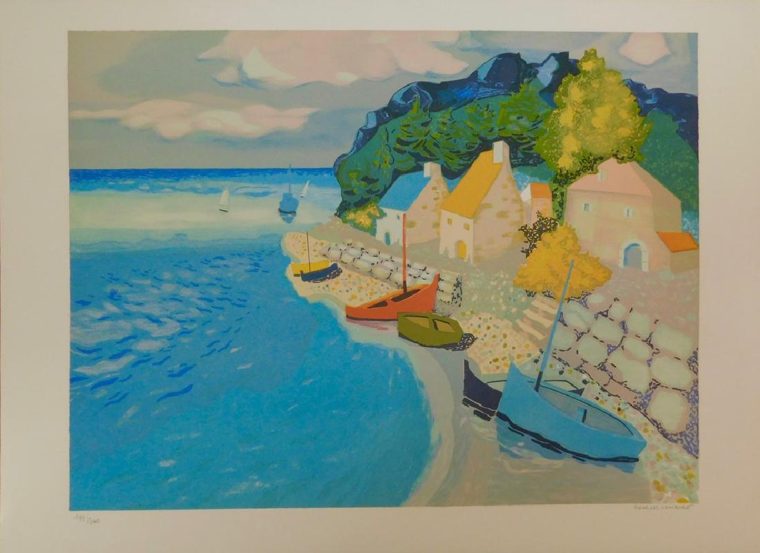 Georges Lambert Barques de Pêche: Barques de Pêche Maker: Georges Lambert Origin: France Materials: Vellum paper Arches Dimensions: Paper: 56 x 76 cm. Image: 47 x 62 cm. Additional Information: Lithograph printed in colours. Signed a