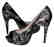 Pour La Victoire Black Snake Skin Peep Toe Pumps Size