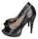 Pour La Victoire Black Snake Skin Peep Toe Pumps Size - 2