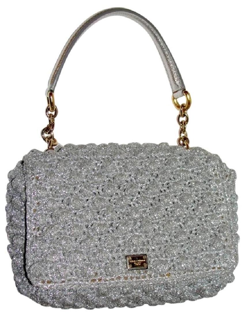 Dolce and Gabbana Miss Charles Raffia Silver Satchel (1 of 10)