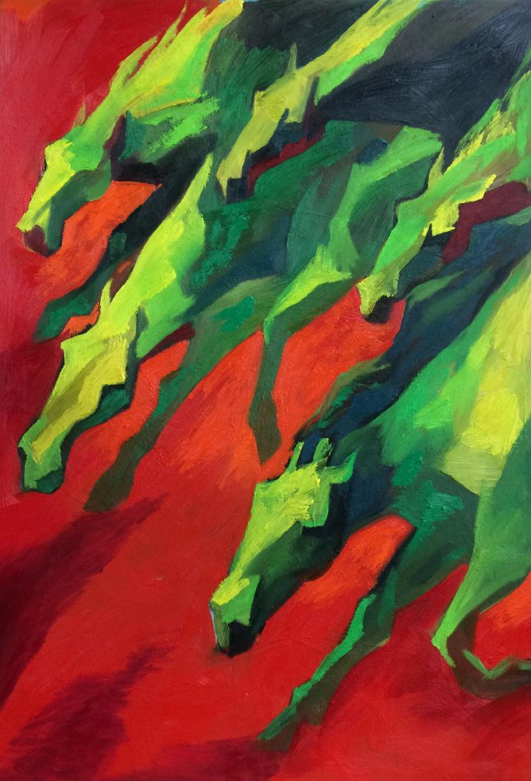 Bono - Hoof Sound: Artist: Bono Title: Hoof Sound Medium: Oil on Canvas Dimensions: 130x90cm Mongolia, unframed, signed Reserve: $2,700.00 Shipping: Domestic: Flat-rate of $140.00 to anywhere within the contiguous U.S.