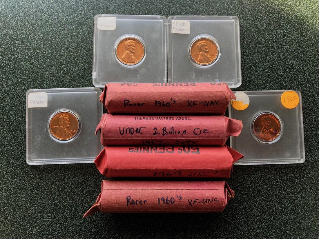 254 Lincolns: Proofs - UNC-BU’s:: 254 Lincolns: 4-1962 Proofs: 250 XF-BU’s: Reserve: $20.00 Shipping: Domestic: Flat-rate of $10.00 to anywhere within the contiguous U.S. International: Foreign shipping rates are determined by desti