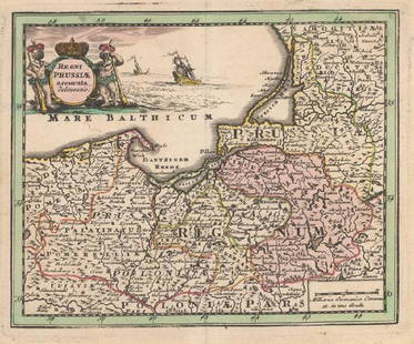 1724 Map of Prussia: By: Johann Christoph Weigel Date: 1724 (Published) Nuremberg Dimensions: 5.75 x 7 inches (14.6 cm x 17.8 cm) This miniature map of Prussia was done by prolific cartographer Christoph Weigel in 1724. P