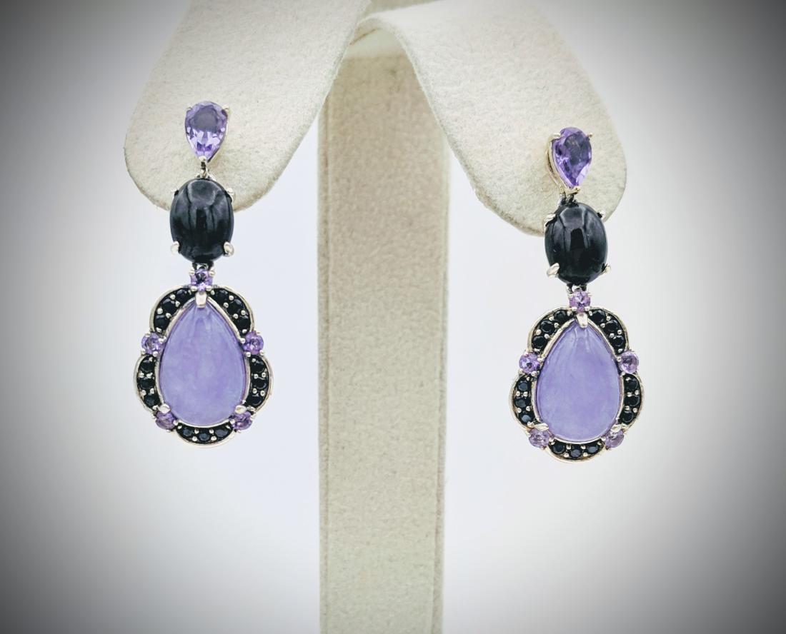 Double Drop Nuumite, Violet Jade, Amethyst & Melanite (1 of 2)