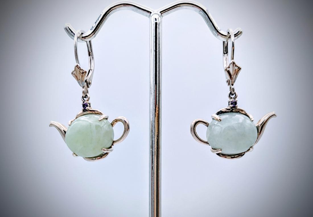 Teapot Designed Jade & Amethyst Earrings (1 of 3)