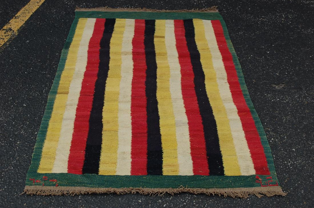 Circa 1970's ANTIQUE SIGNED BIJAR KILIM FLAT WOVEN RUG (1 of 9)
