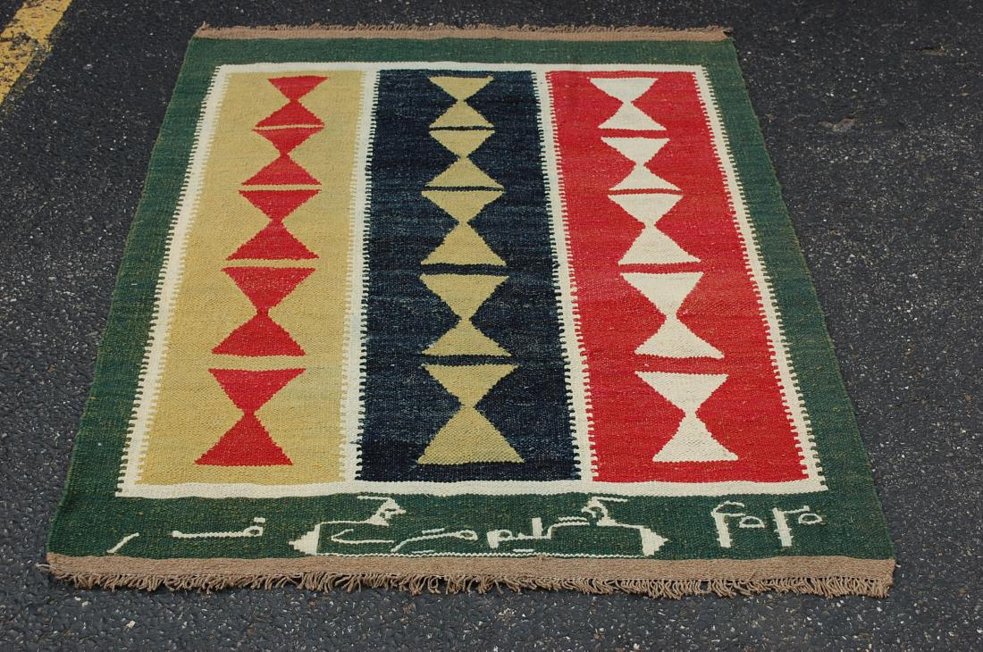 Cir 1970's SIGNED BIJAR KILIM FLAT WOVEN RUG 3.7x4.8 (1 of 10)