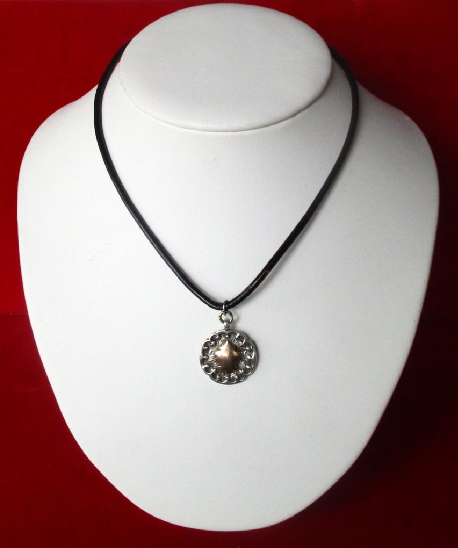 Antique Sterling Silver Watch Fob Necklace With Black