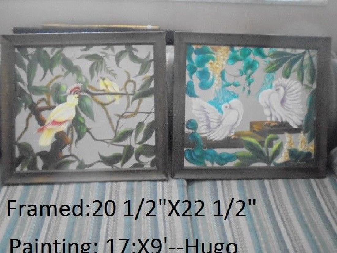 LOT OF 2 TWO-HUGO GNAM-LISTED OIL PAINTINGS: LOT OF 2 TWO-HUGO GNAM-LISTED OIL PAINTINGS SWEDISH/AMERICAN-"DECO" BIRDS- LOT OF 2 SIMILAR PAINTINGS FOR ONE PRICE...LISTED ARTIST -HUGO GNAM CONDITION: VERY GOOD AND FRAMED-see photos for detailed v