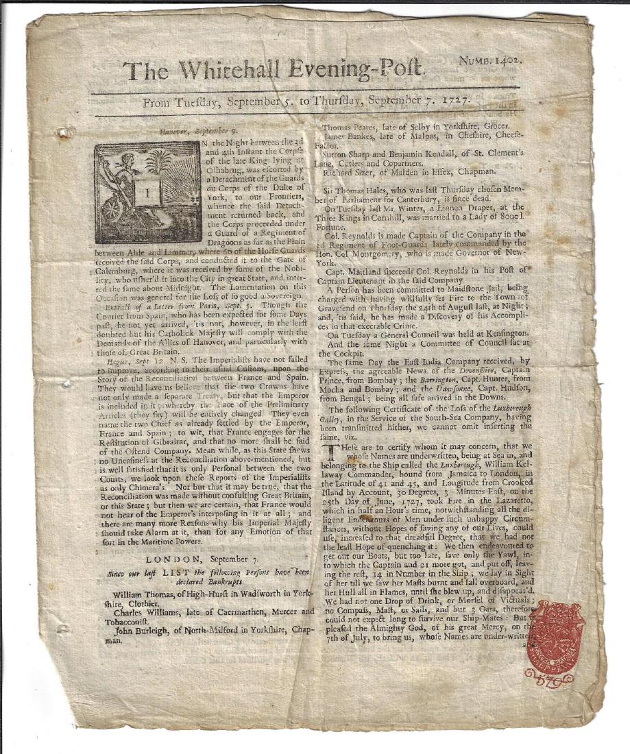 1727 The Whitehall Evening Post Gibraltar (1 of 2)