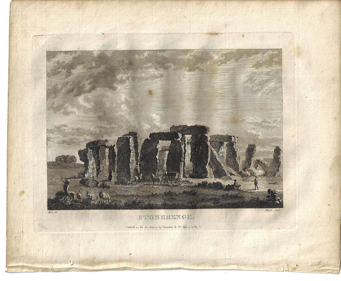 1784 TWO Engravings Stonehenge and Conways Castle (1 of 2)