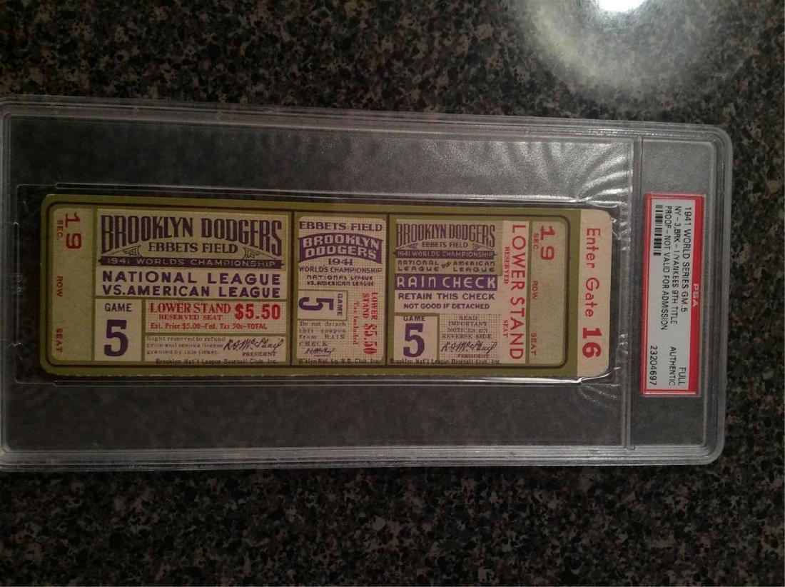 PSA 1941 Brooklyn Dodgers Yankees World Series Ticket (1 of 1)