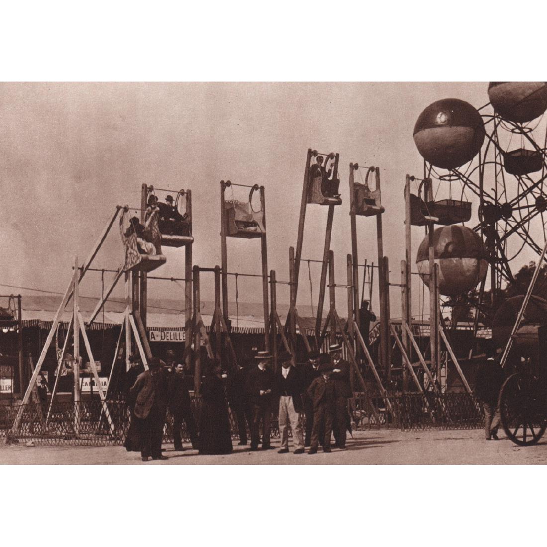 EUGENE ATGET - Amusement Park in Paris: Artist: EUGENE ATGET Print Title: Amusement Park in Paris Medium: Sheet-Fed Gravure Printing Date: 1960's Printed in Switzerland Image Size approx: 7.5 x 5.25 inches Jean-Eugène-Auguste Atget (1857-1