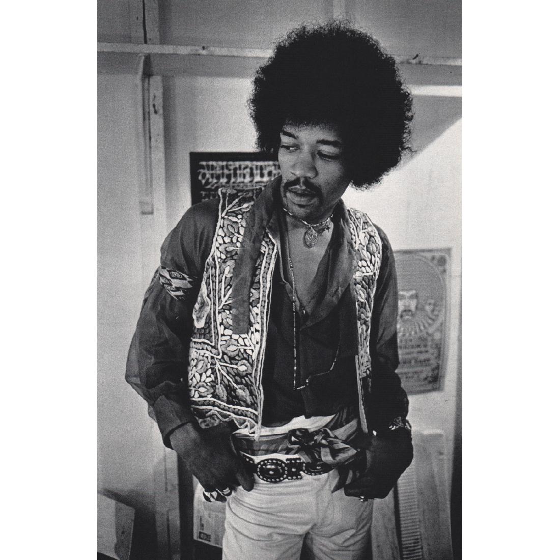 JIM MARSHALL - Jimi Hendrix: Artist: JIM MARSHALL Print Title: Jimi Hendrix Medium: Sheet-fed Gravure Printing Date: 1970's Printed: Switzerland Image Size: 6.5 X 10 inches James Joseph Marshall (1936-2010) was an American photog