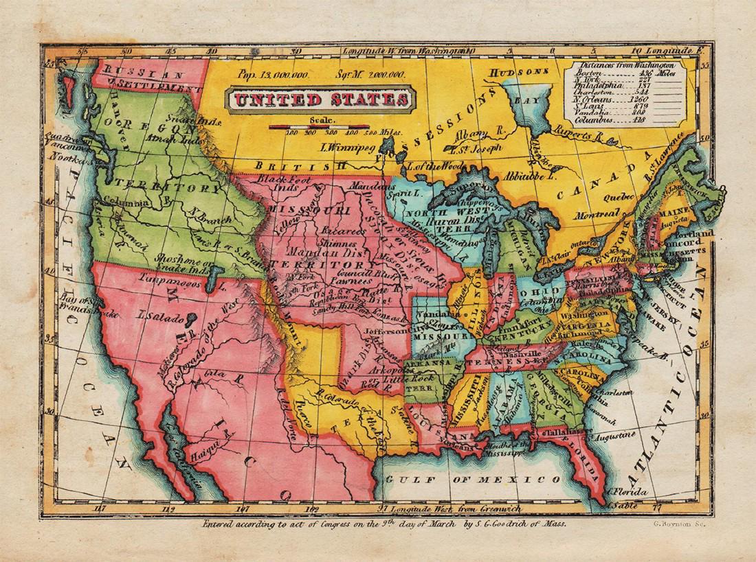 1835 map of United States – Samuel Goodrich (1 of 2)