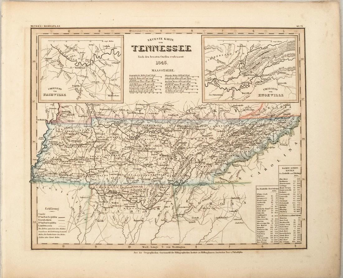 1845 Meyer Map of Tennessee -- Neueste Karte von (1 of 1)