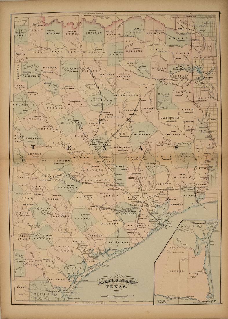 1872 Asher and Adams Map of Eastern Texas -- Asher & (1 of 1)