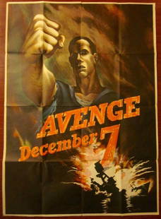 AVENGE DECEMBER 7 1942 WWII POSTER - BERNARD PERLIN: AVENGE DECEMBER 7 - ORIGINAL 1942 WWII POSTER - BERNARD PERLIN PEARL HARBOR ART! AVENGE DECEMBER 7 - ORIGINAL 1942 WWII POSTER - BERNARD PERLIN PEARL HARBOR ART! Original 1942 WWII Advertising poster