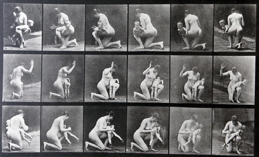 EADWEARD MUYBRIDGE - Woman slapping a baby A.L.527: Artist: Eadweard Muybridge Title: Woman slapping a baby A.L.527 Date Printed: 1979 Medium: Vintage Photogravure With dry mount tissue guard Printer Location: Italy 28.5 x17 cm - 11.2x 6.5 inch With ti